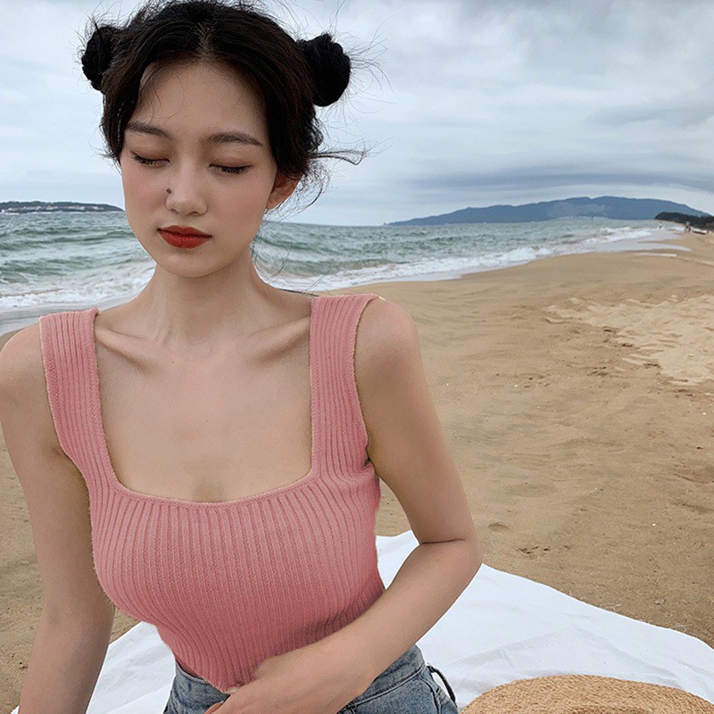 Áo Lửng Hai Dây Màu Trơn Thời Trang Cho Nữ