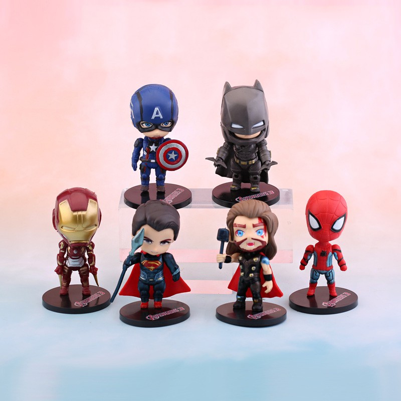 Mô hình biệt đội Siêu Anh Hùng (Set 6) Avenger Mavel phiên bản Chibi (Tặng chân đế)