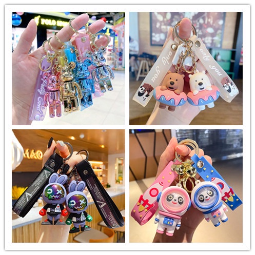 Móc Khóa Gắn Búp Bê Tạo Hình Gấu Thỏ Phi Hành Gia Hoạt Hình Sáng Tạo Thời Trang unisex