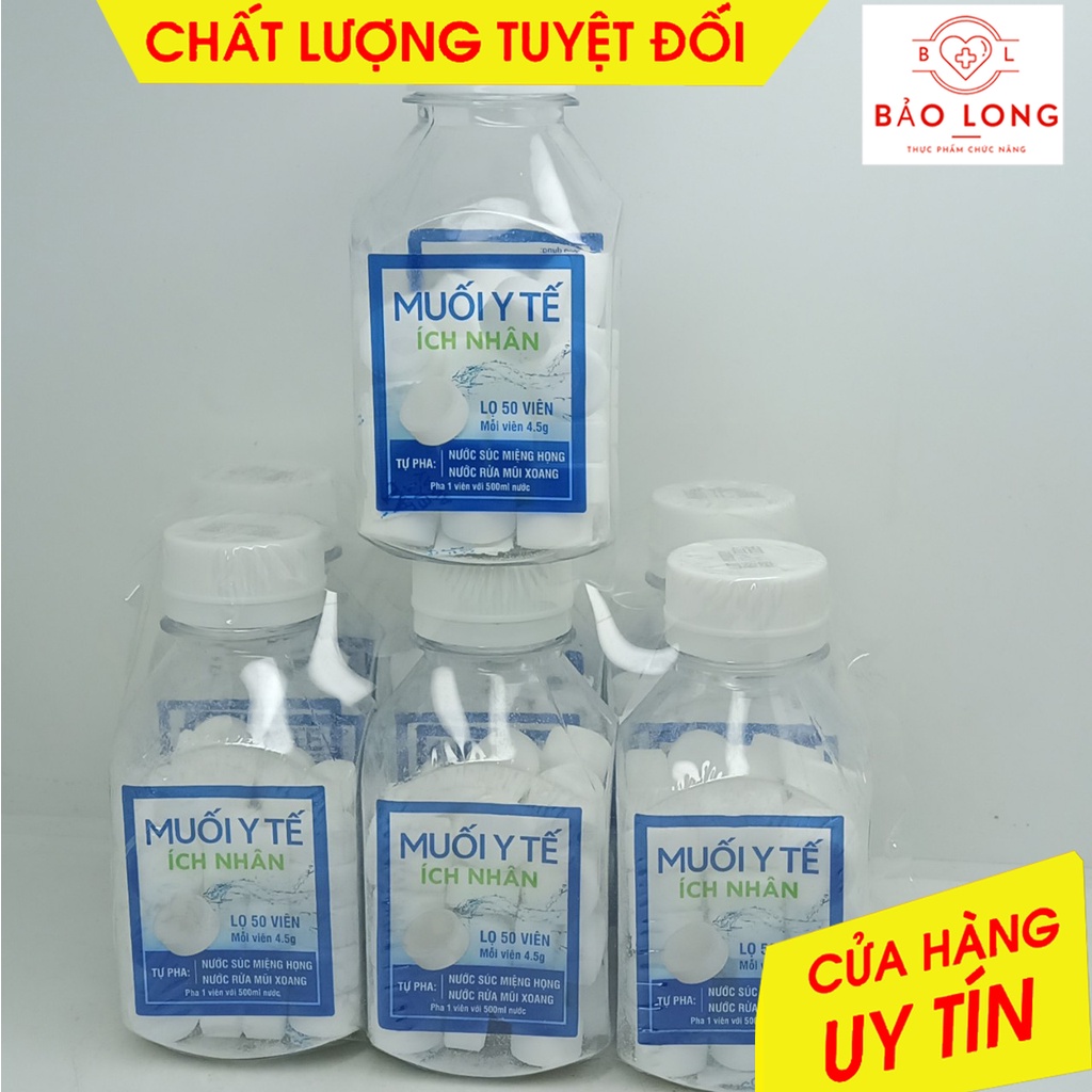 Muối y tế ÍCH NHÂN lọ 50 viên x 4,5 gr - giúp làm sạch khoang mũi, bảo vệ mũi