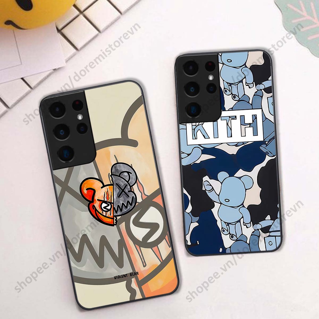 Ốp lưng Samsung S21 Ultra hình kaws, kith, bear brick nổi 3D phong cách độc đáo