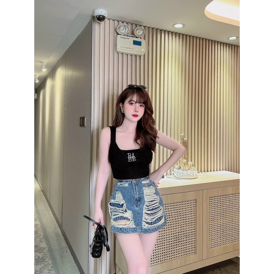 Quần váy jeans COTTON rách hót hàng VNXK siêu xinh