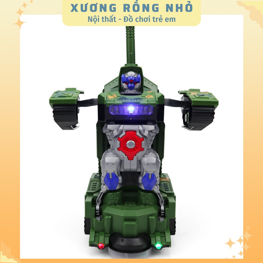 Đồ Chơi Trẻ Em Xe Tăng Biến Hình Robot Tự Động Có Đèn Và Nhạc Cho Bé