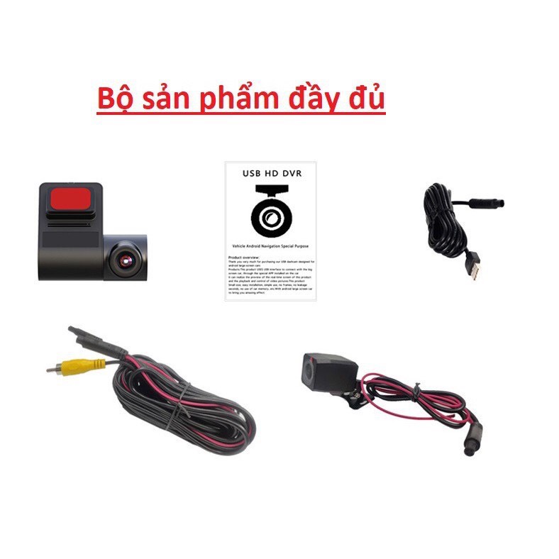 Camera hành trình TRƯỚC SAU tích hợp cam lùi U10 ADAS cam kết nối màn android BH 6 tháng