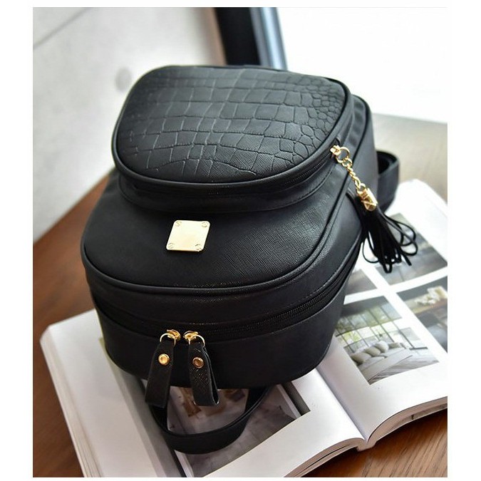 Balo Da Vân Cá Sấu - Đen