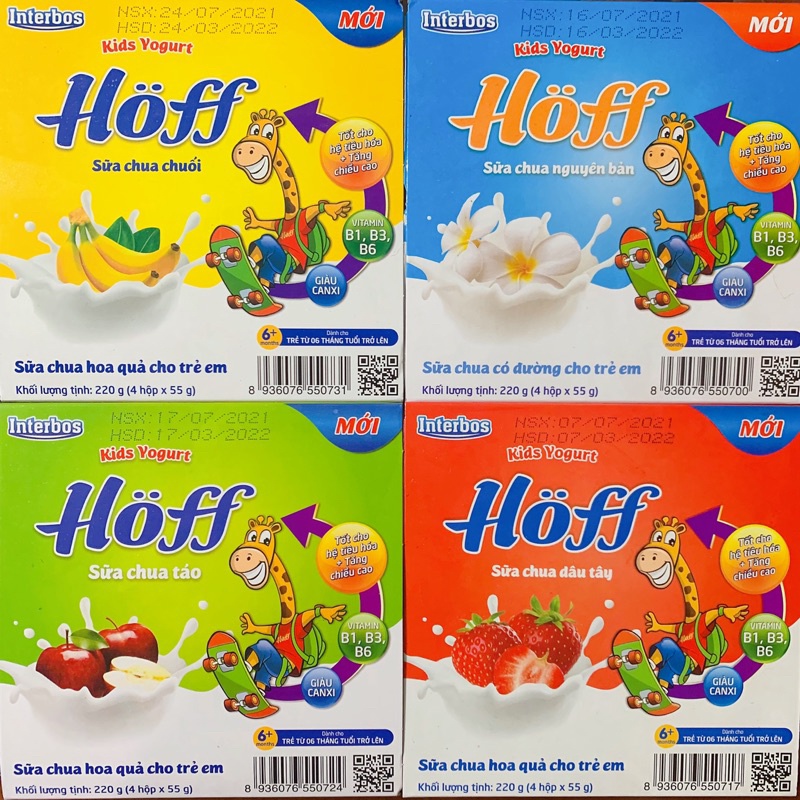 Sữa chua Hoff 1 vỉ 4 hộp date 2022 ( mới nhất)