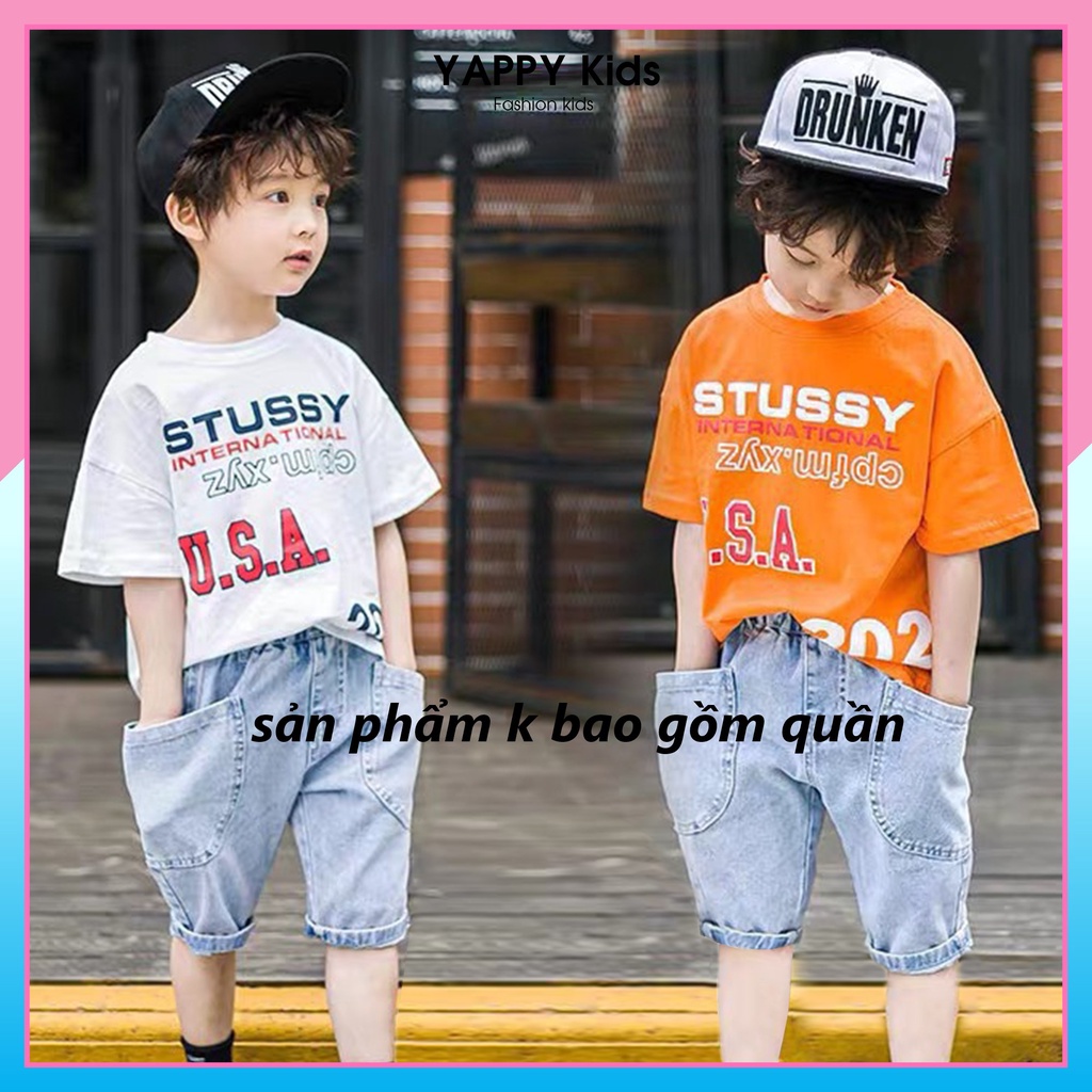 Áo cộc tay bé trai 10-35kg chất liệu cotton thoáng mát cho bé usa