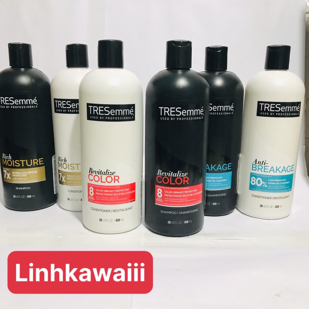 Dầu gội đầu & dầu xả tóc Tresemme 828ml nhập Mỹ chuyên dùng phục hồi tóc khô, tóc hư tổn, tóc gãy rụng chuẩn salon