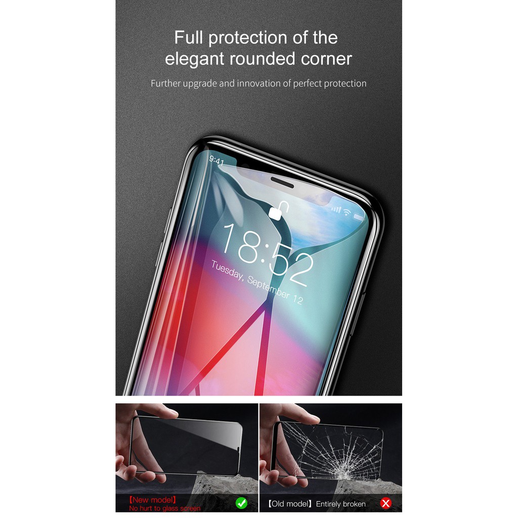 Kính cường lực 5 lớp siêu bền  Baseus Rigid-edge 4D 0.3 mm  cho iPhone XR