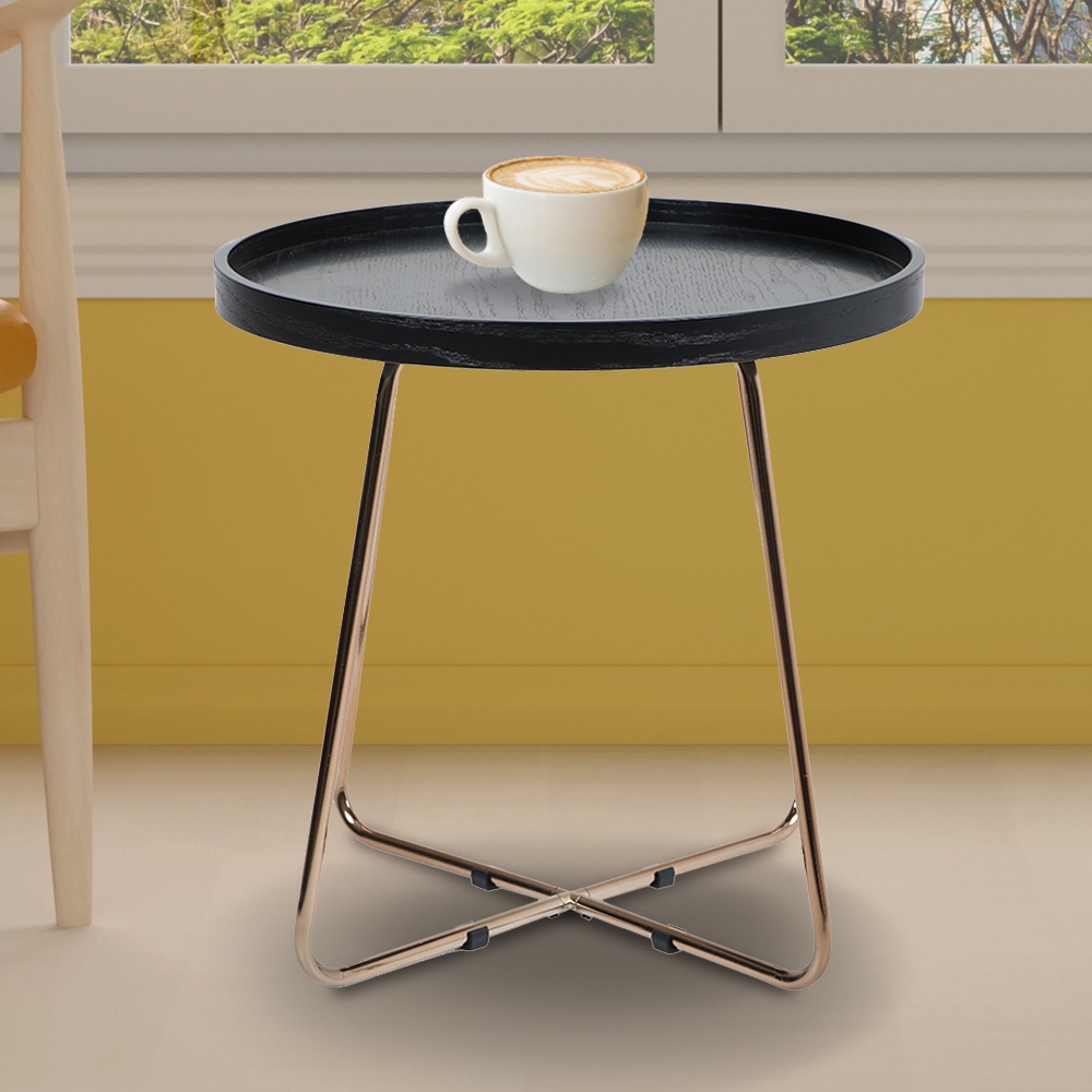 HomeBase FURDINI Bàn cà phê OREGLIA ROSE bằng gỗ ép MDF W46XD46XH48.5CM màu vàng đồng/đen