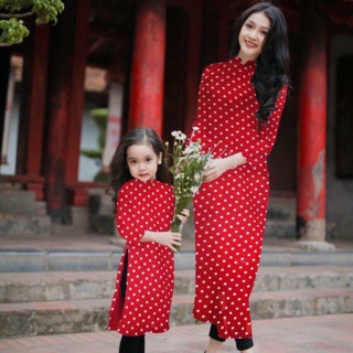 Freeship 99k toàn quốc_,Áo dài chấm bi cho bé gái