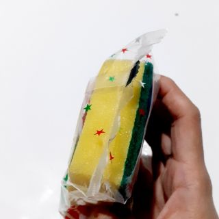 Miếng mút rửa chén 2 mặt xanh vàng
