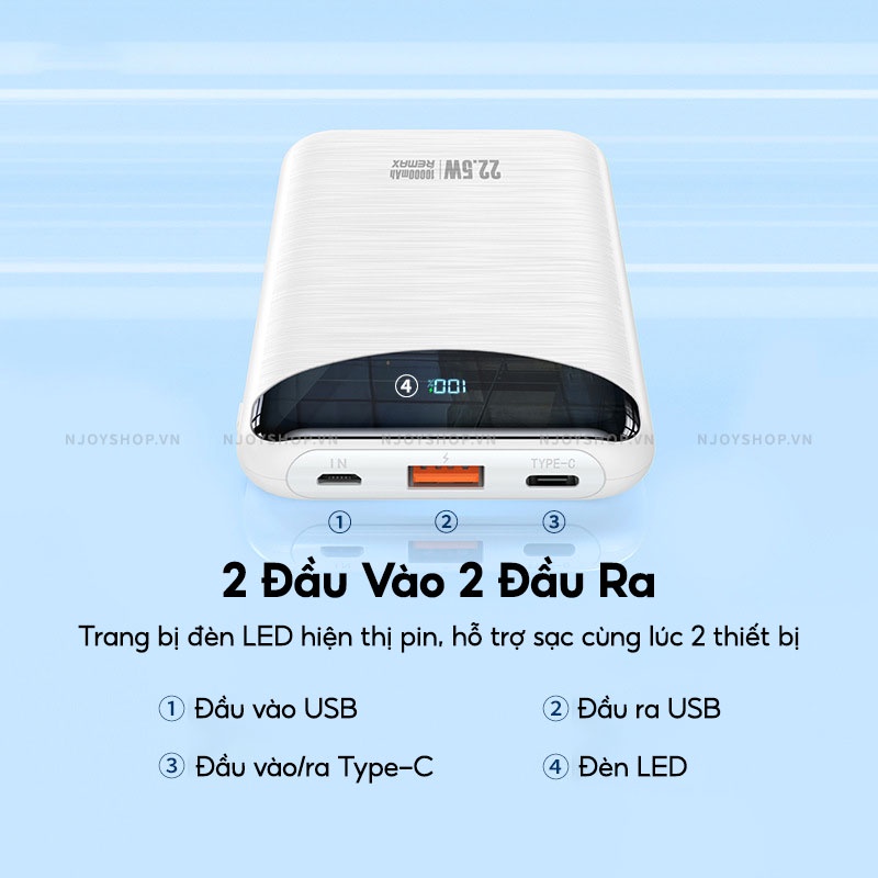 Sạc Dự Phòng Mini Remax 10000mah Nhỏ Gọn Sạc Nhanh Pin Polymer Cho Điện Thoại IP Samsung Huawei Xiaomi Njoyshop