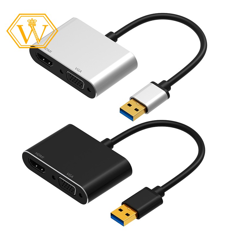 (W) Giắc Chuyển Đổi Usb 3.0 Sang Vga Hdmi Cho Windows 7 / 8 / 10 (Đen)