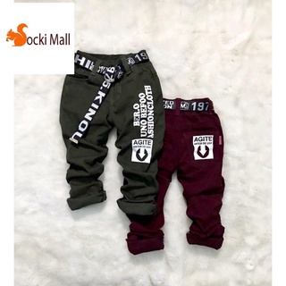 [FREESHIP](Loại 1)  Thời trang trẻ em - Quần dài kaki Hàn Quốc cho bé trai, bé gái, lưng thun, kèm dây nịch - SockiMall