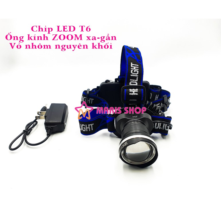 [T6145K] Đèn PIN đội đầu LED T6 ZOOM xa gần, vỏ nhôm nguyên khối, đi rừng, cắm trại, du lịch, dã ngoại