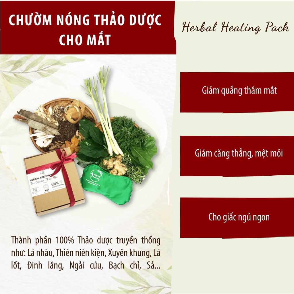 Túi Chườm Thảo Dược (cho mắt)  100% Thảo mộc tự nhiên  Giảm thâm quầng mắt, thư giãn, cho giấc ngủ ngon