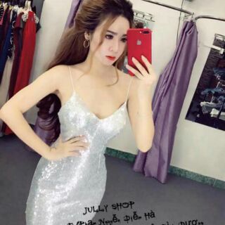 Đầm body 2 dây kim sa