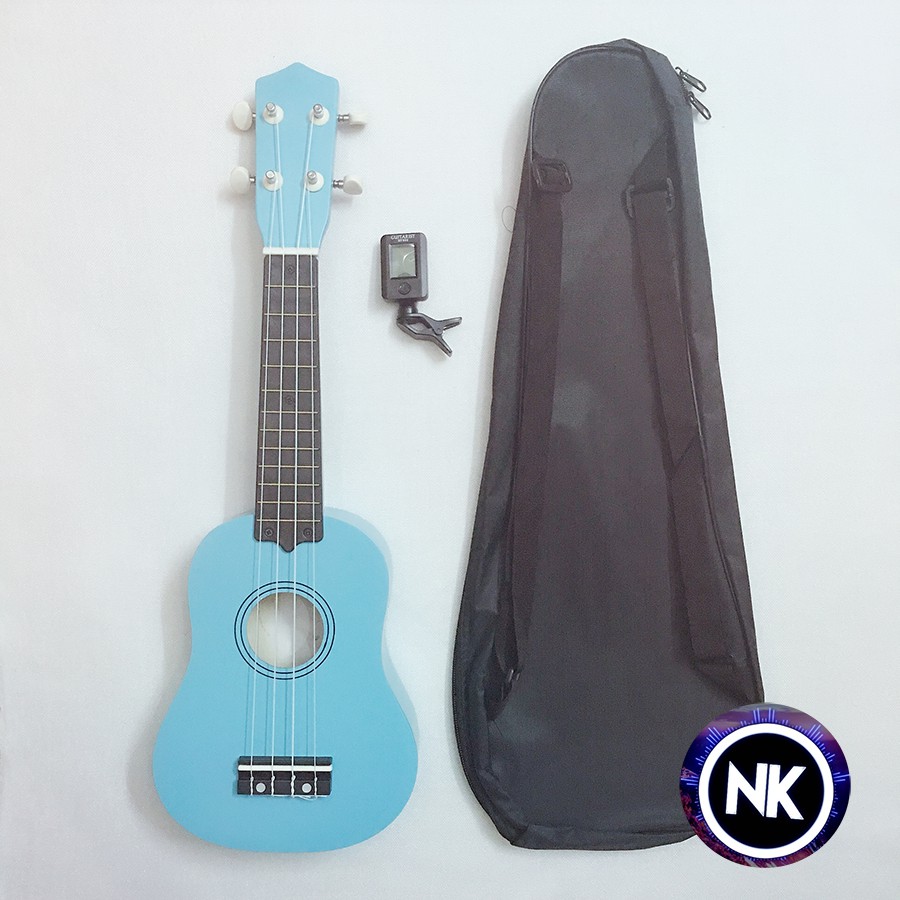 Gói Ukulele Soprano trơn nhiều màu + Bao vải + Máy lên dây - Có Sẵn