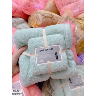 Set 2 Khăn Tắm và Khăn Mặt Sợi Tre Hàng Xuất Nhật Home textiles(hàng dầy đẹp)