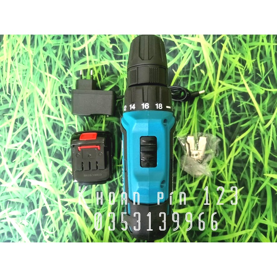 Khoan pin Makita 18v bộ 2 pin dự phòng, 3 chức năng có búa hàng y hình