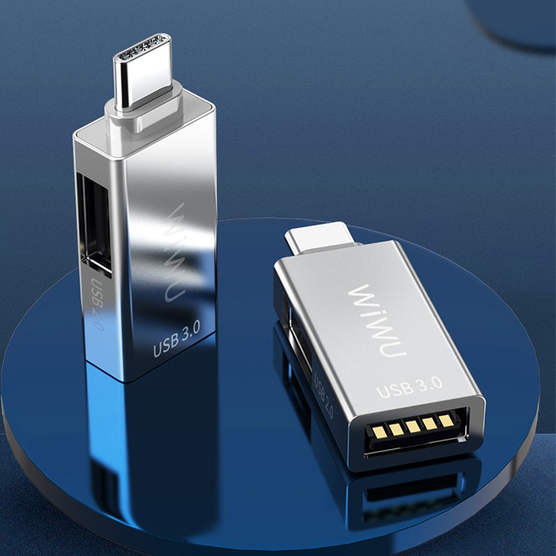 Đầu Chuyển Type C Ra 2 Usb ( 1Usb 2.0 và 1Usb 3.0) Siêu Nhỏ Gon WiWU T02 Usb