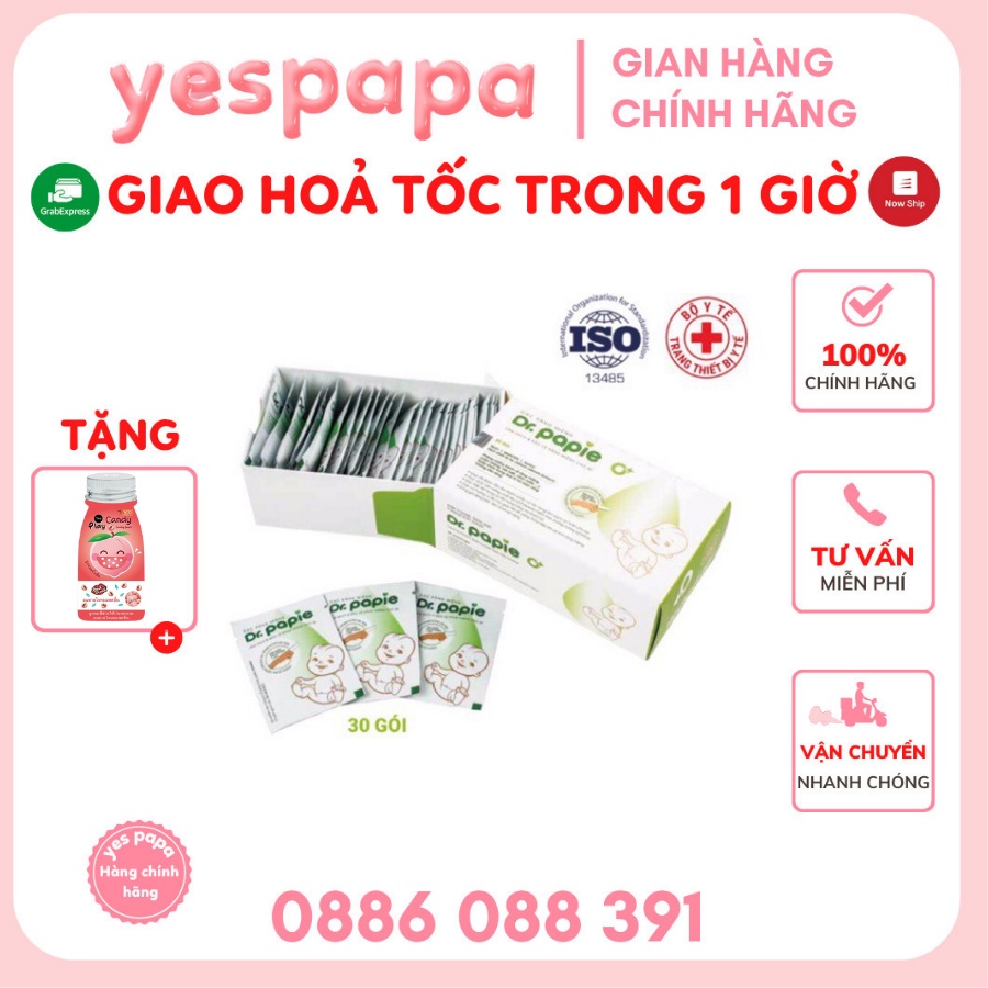 Gạc rơ lưỡi Dr.Papie vệ sinh răng miệng cho bé hộp 30 gói