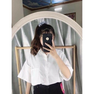 Áo sơ mi trắng tay lỡ form rộng đi học đi làm nhiều kiểu hottrend