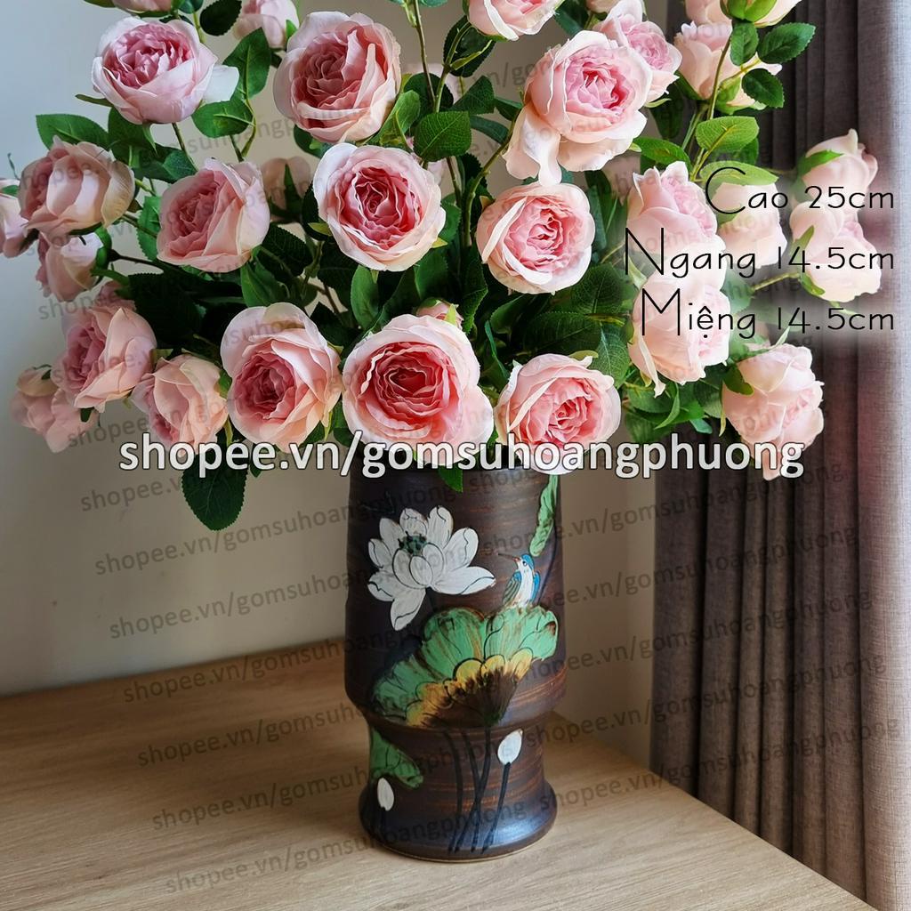Bình hoa gốm sứ vẽ thủ công Bát Tràng