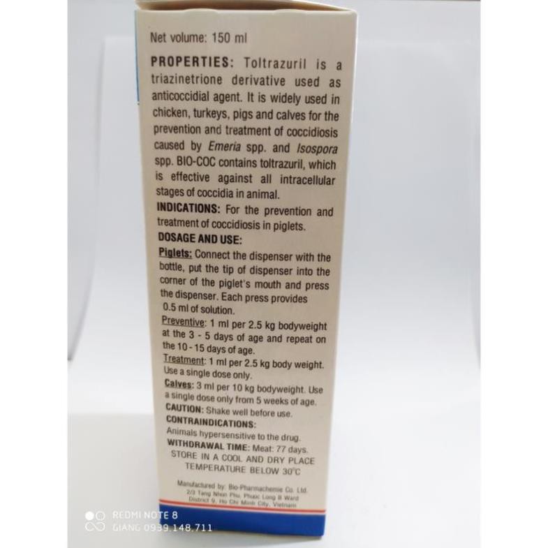 CẦU TRÙNG BIO COC CHAI 150ML (biococ bio coc)