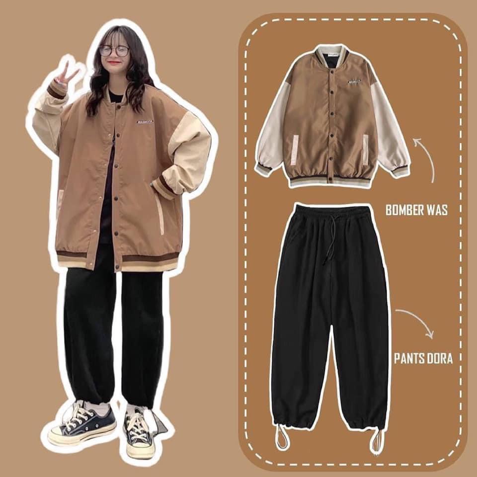 Set Quần Áo Bomber, Áo Bomber, Quần Jogger Phong Cách Hàn Quốc