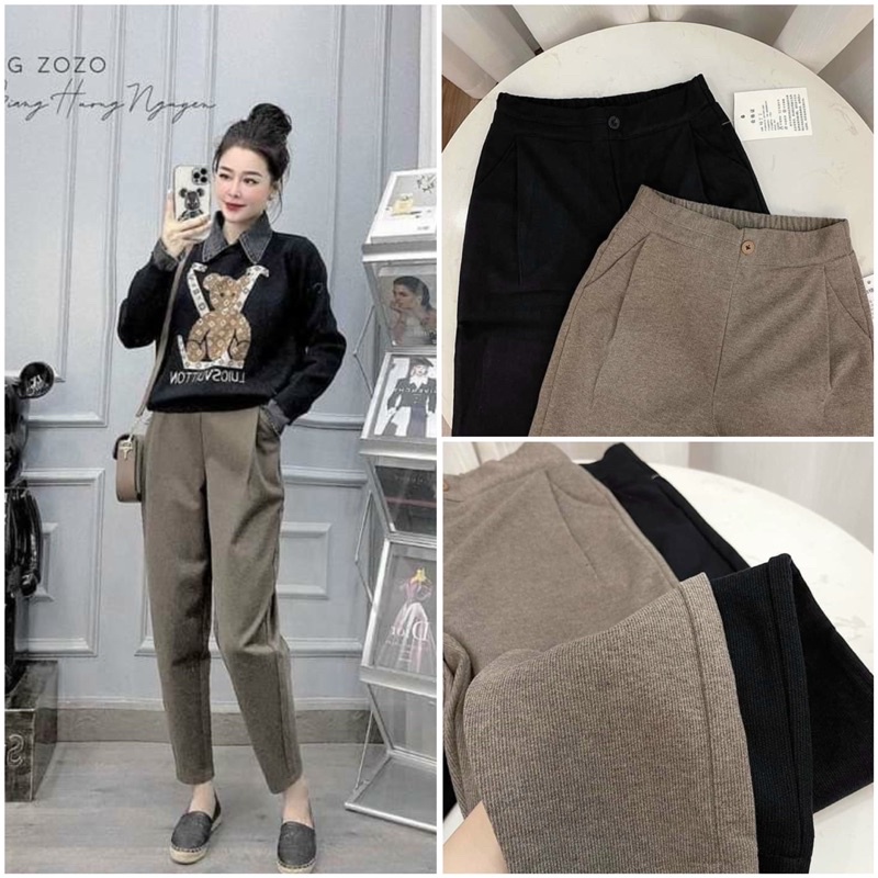 Quần Tây Baggy Chất Dạ Tăm -Mặc Thu Đông, Chất dày dặn