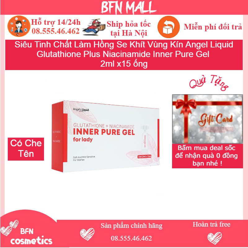 Siêu Tinh Chất Làm Hồng Se Khít Vùng Kín Angel Liquid Glutathione Plus Niacinamide Inner Pure Gel 2ml x15 ống