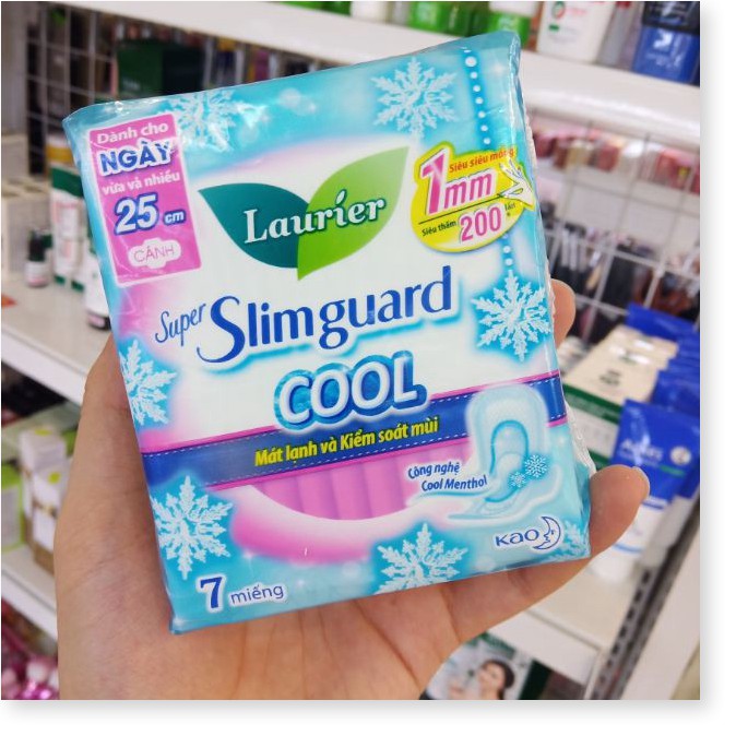 [Mã chiết khấu giảm giá sỉ mỹ phẩm chính hãng] Băng Vệ Sinh Laurier Siêu Mỏng Mát Lạnh Ban Ngày  Super Slimguard Cool 25