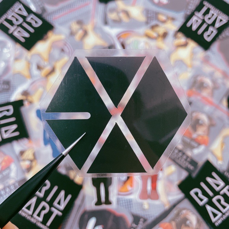 Decal Logo Sticker Patch in áo ủi trực tiếp lên vải hình EXO Phản quang 7 màu