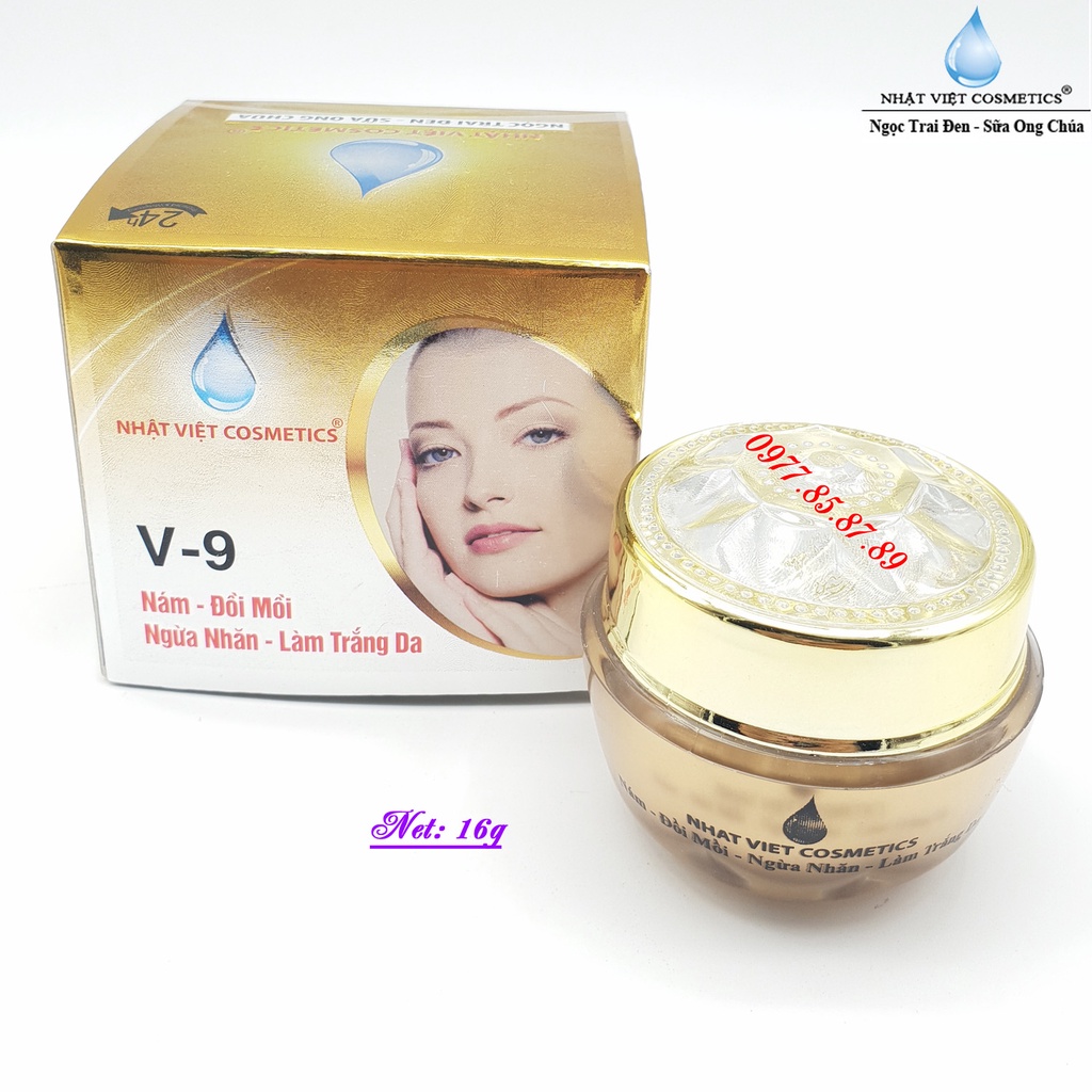 Kem V9 nám đồi mồi ngừa nhăn làm trắng da Ngọc Trai Đen - Sữa Ong Chúa Nhật Việt Cosmetics 10g