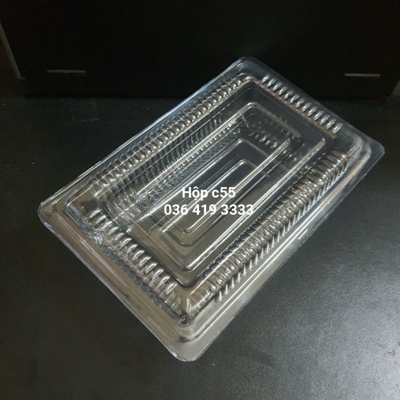 Hộp nhựa c55 đựng hoa quả, bánh tráng trộn combo 100 cái dài 19cm rộng 12cm cao 5cm