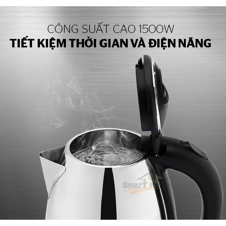 Ấm siêu tốc SUNHOUSE HappyTime HTD1081/1.8L công suất lớn đun nước siêu nhanh - inox 304 bền bỉ sáng bóng