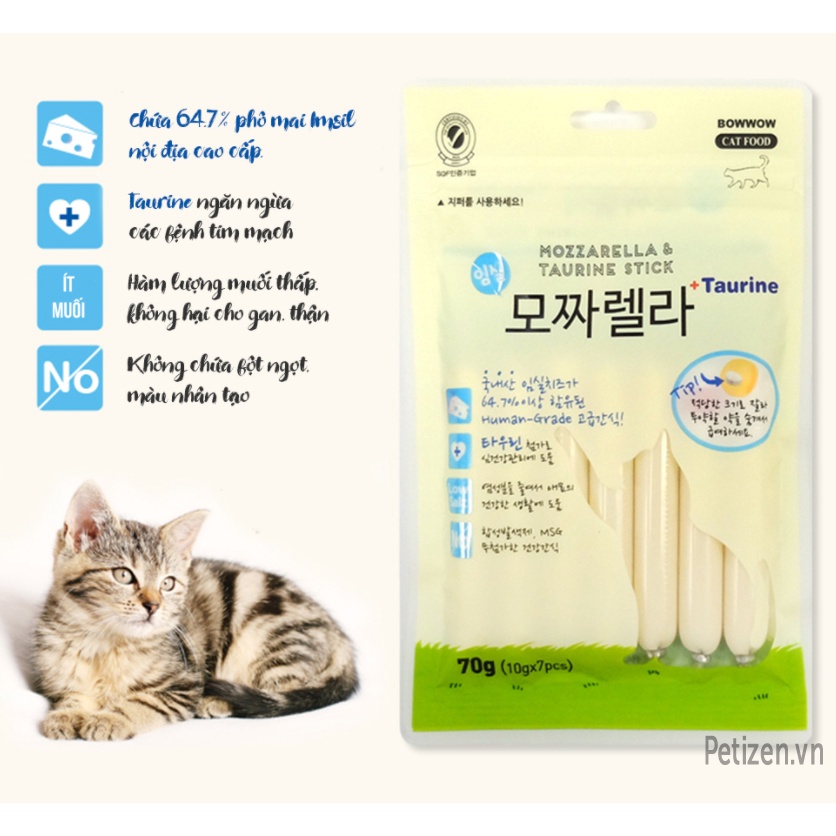 Xúc xích cho Mèo - Phomai Taurine Meowow - Petizen