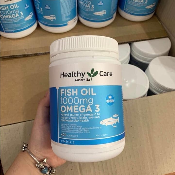 [Mã COS1505 giảm 8% đơn 300K] Dầu cá Healthy care Fish oil 1000mg Omega3 - Úc, hộp 400v date xa, mẫu mới