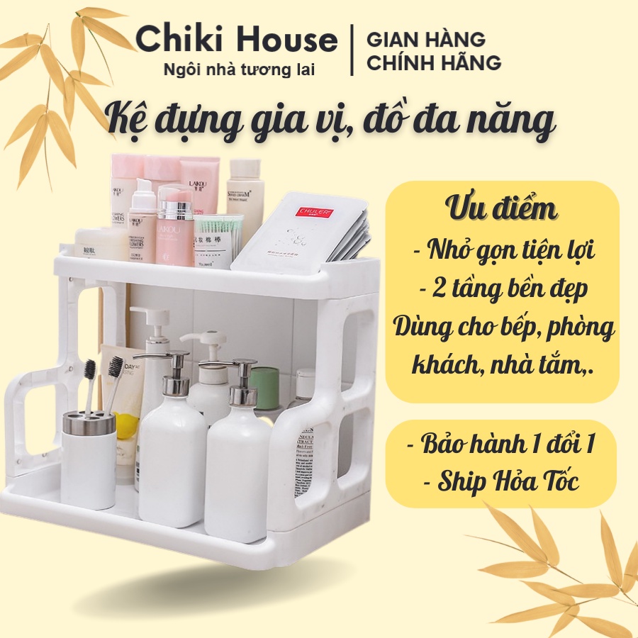 Kệ đựng gia vị đa năng AMIZIN Kệ đựng gia vị nhà bếp 2 tầng nhựa cao cấp giá rẻ - Chiki House