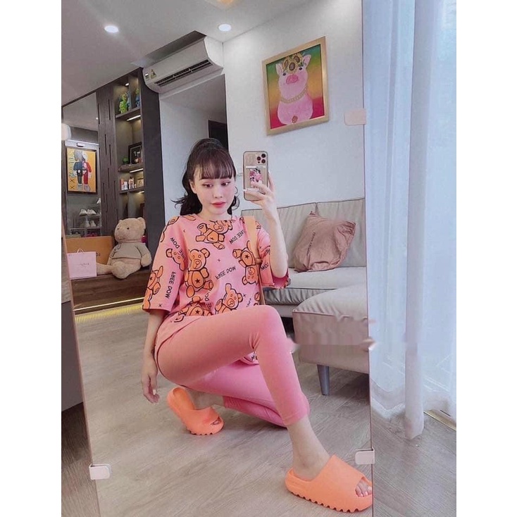 Áo phông tay lỡ Gấu Moschino FreeDom, áo thun unisex form rộng vải cotton thoáng mát