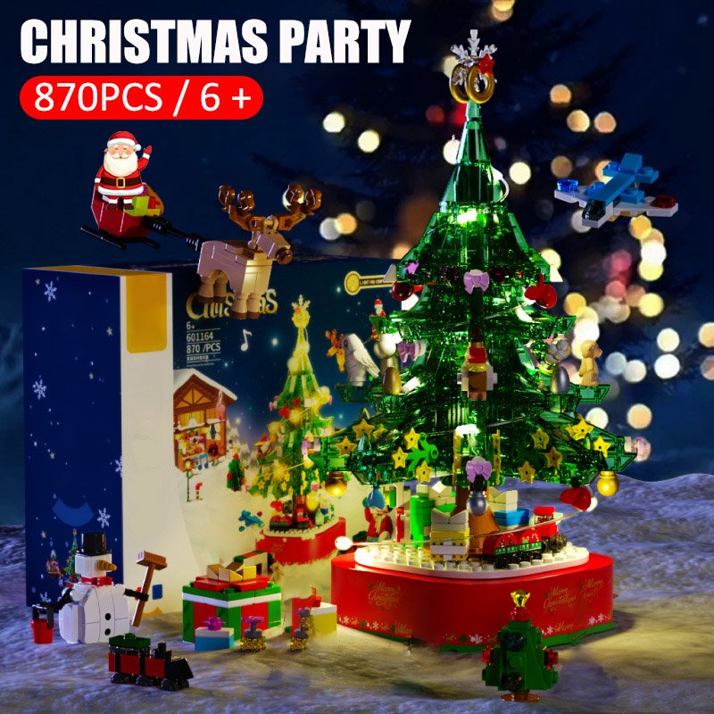 Lắp ráp mô hình noel Christmas Party sembo 601164 bữa tiệc party dưới cây thông noel có nhạc và đèn