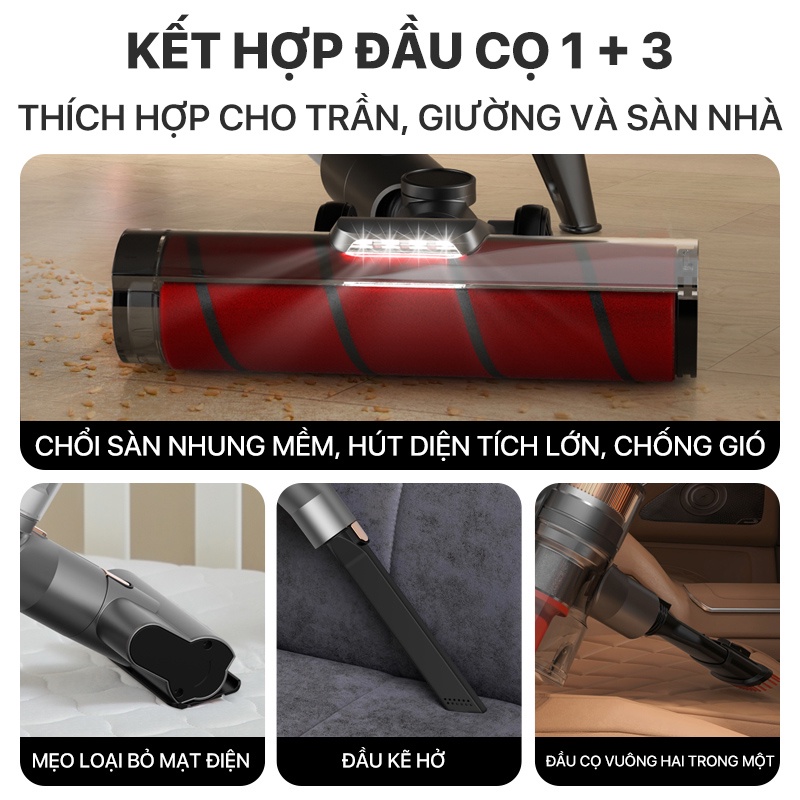 Máy hút bụi không dây cầm tay Deerma VC80 0.6L 25000Pa Hút mạnh mẽ 350W Thời gian hoạt động 55mins