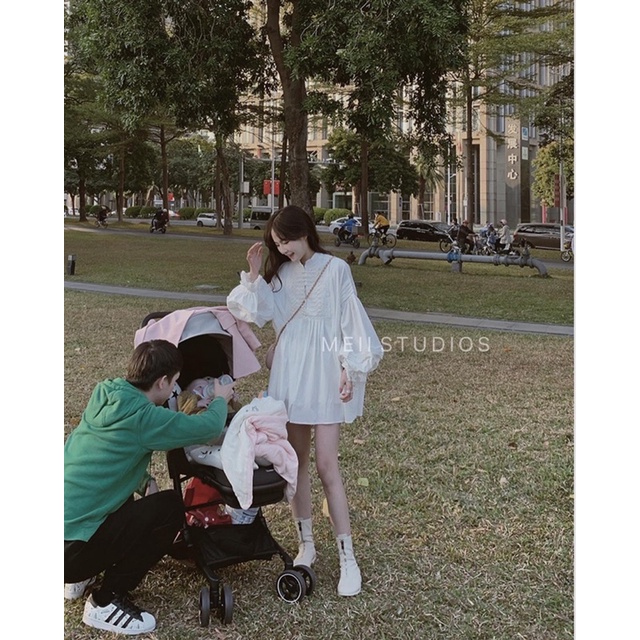 Váy đũi babydoll trắng