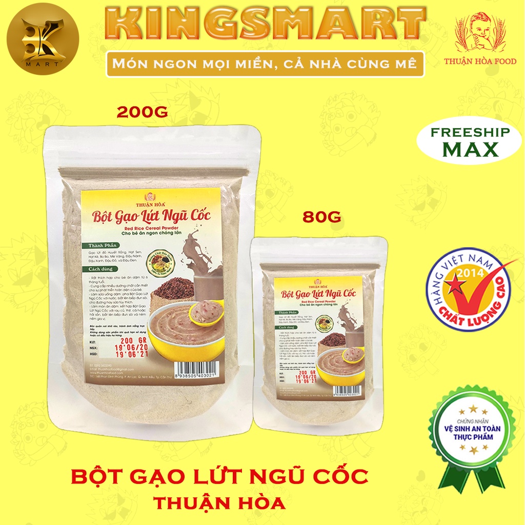 Bột Gạo Lứt Ngũ Cốc 80G/200G THUẬN HÒA FOOD Hợp Cho Bé Ăn Dặm Từ 6 Tháng Tuổi Cung Cấp Nhiều Dưỡng Chất Cần Thiết