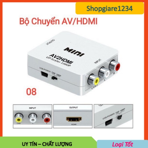 Bộ Chuyển Đổi Tín Hiệu từ AV sang HDMI, Adaptor AV Sang HDMI