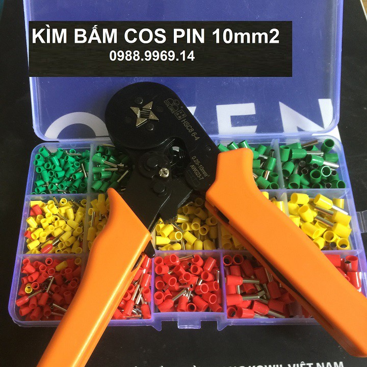 KÌM BẤM COS PIN 0.25-10mm2 KÈM HỘP 1600 COS PIN
