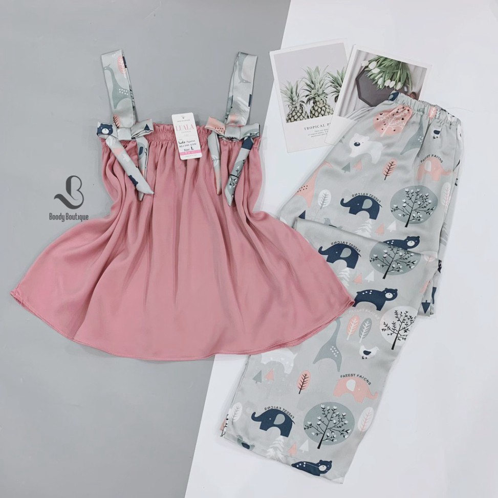 Bộ Lụa 2 dây quần dài Đồ bộ mặc nhà pijama BP01.1 - Babi mama