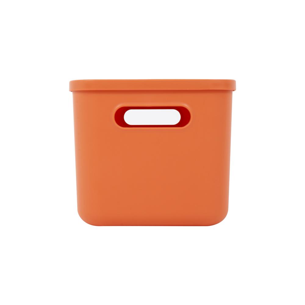 HomeBase STACKO Thùng nhựa có nắp size S R16xS26xC18cm màu cam